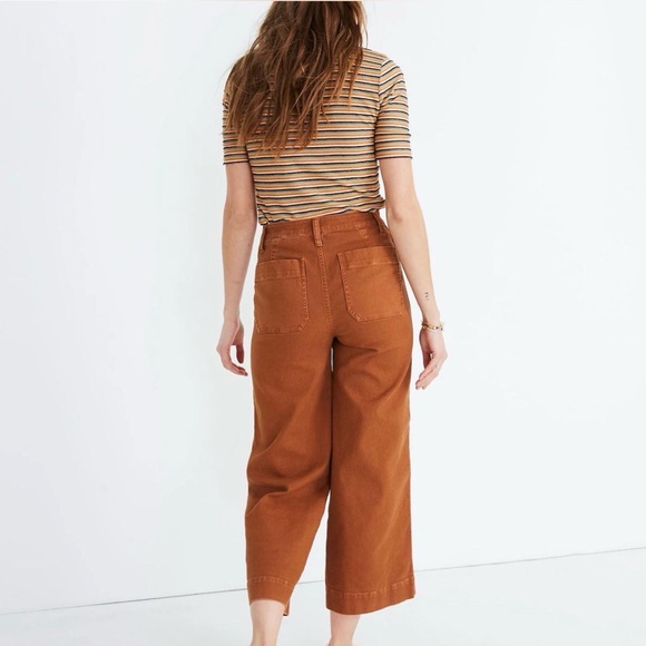 Madewell Womens 29  Emmett Wide-Leg Crop Pants Burnt orange high waisted - Picture 2 of 10